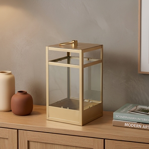 Wholesale Simple Gold Metal Candle Holder <b>Lantern</b> for Home Tabletop Lighting Decoration - Product Image 1