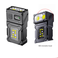 Lámpara de Trabajo Portátil con Rotación de 180 Grados, Luz LED COB, Advertencia Roja y Azul, Recargable por USB, Linterna Táctica