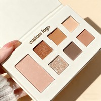 Palette de fards à paupières en papier en forme de livre personnalisée, 7 fards carrés avec miroir et aimant, emballage écologique vide, palette rechargeable, étui à maquillage