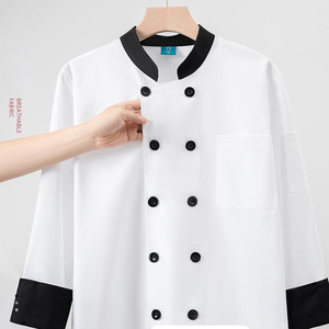 Chaqueta de Uniforme de Chef Profesional Color Borgoña, Diseño Cruzado con Cuello Alto y Puños, para Personal de Hoteles, Panaderías y Servicios de Catering - Product Image 3