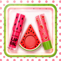 Collection de Lèvres Pastèque Populaire 2026 en Gros – Kit Maquillage Fruité Adorable 3-en-1 : Huile à Lèvres, Baume à Lèvres et Blush