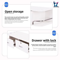 Vente en gros directe usine : Table de coiffure moderne et minimaliste avec miroir, meuble mural de rangement, trou pour sèche-cheveux, porte-clés, en MDF