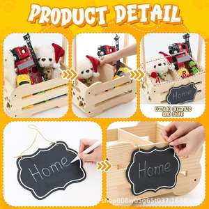 Porte-vêtements pour animaux de compagnie en bois avec tableau noir et organisateur de rangement pour chiens et chats, couleur naturelle, type sur pied, forme rectangulaire - Product Image 2