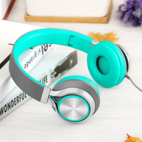 Headphone lipat berkabel, Headset ringan lipat dengan kabel Audio Mic Online untuk ponsel dan komputer