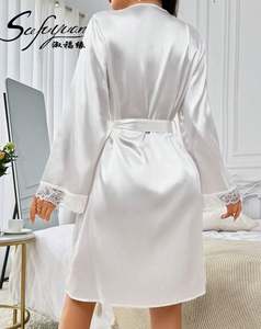SFY-Y5095 Rusia, Túnica Larga de Encaje Sexy con Cinturón, Bata de Satén de Alta Calidad, Ropa de Dormir para Mujer - Product Image 4