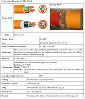 Câble Circulaire Électrique 0.6/1KV, 2C+E, 3C+E, 4C+E, 25MM2 Cuivre, Isolation PVC V-90, Gaine PVC 5V-90, Orange