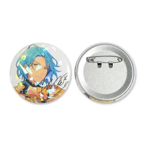 Pellicola laser dal design moderno cute Anime 58MM distintivo con bottone a spillo con logo stampato in metallo a forma rotonda