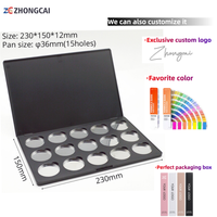Palette de maquillage personnalisée à 15 compartiments, magnétique, pour fards à paupières, paillettes, multichrome, boîte en plastique carrée recyclée