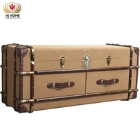 HJ HOME Table à ongles rétro aviateur Rangement en métal Armoire de rangement pour le vin Tissu antique Toile de coffre Meubles de salon Meuble TV