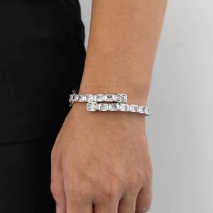 Channel <b>Set</b> 1-Row Emerald Cut Moissanite <b>Bangles</b> S925 Silver 18K Solid <b>Gold</b> PVD Hip Hop Custom Fine Jewelry Wholesalers B2B - Product Image 3
