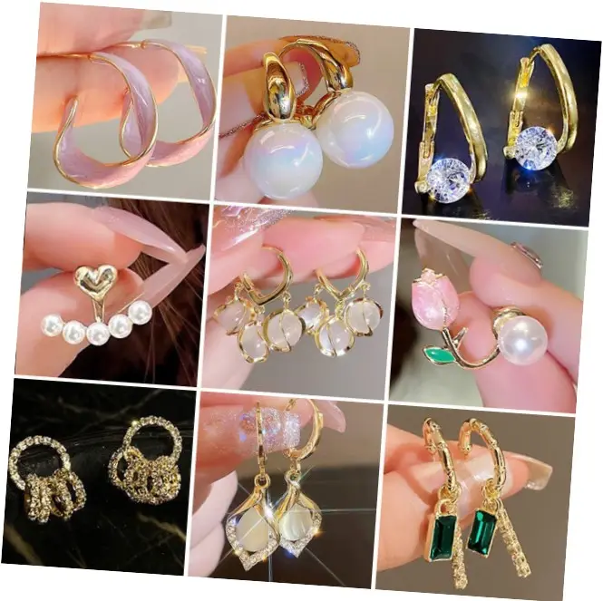 Boucles d'oreilles en perles blanches pour femmes, 60 modèles, mode coréenne, bohème, doré, rond, zircon, mariage, bijoux, cadeau
