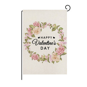 Valentine's Day Nordic Style Rectangle Garden Flag Polyester Material Pink Letter Printed Decoration for Home & Courtyard - Product Image 1