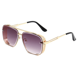 Lunettes de <span class=keywords><strong>soleil</strong></span> métalliques de haute qualité, style steampunk, dorées, <span class=keywords><strong>miroir</strong></span>, carrées, à dessus plat, pour hommes - Product Image 5