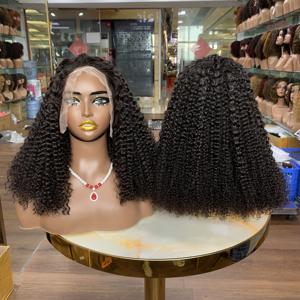 Perruque en cheveux humains à boucles crépues avec dentelle frontale 13*4, qualité 12A, cheveux brésiliens, 16 pouces, double trame, 100% cheveux humains pour femme - Product Image 2