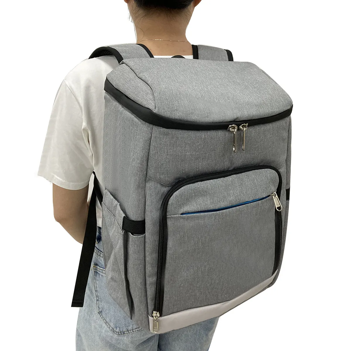 Grey Waterproof Back Pack Ice Picnic Keep Beer & Food 24~28l Lunch Picnic Beer Cooler Bag Backpack With Front Pocket