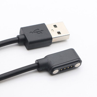 Câble magnétique USB 2.0 mâle vers 4 broches Pogo, câble connecteur magnétique TPE de 1 mètre pour montres connectées