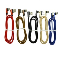 Kabel USB Pengisian Cepat 3A Tipe-C Mikro dengan Jalinan Nilon, Sudut Siku L, untuk Ponsel