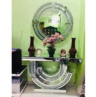 Console d'entrée nordique avec miroir en verre, style luxe léger, table d'entrée murale