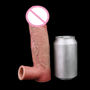 Manchon de pénis réaliste en silicone FAAK avec embouts, taille S-L, anneau de verrouillage élastique, retardateur d'éjaculation, jouet sexuel pour hommes, OEM. - Product Image 4