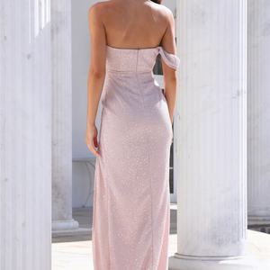 ชุดราตรีแฟชั่นหรูหราสำหรับผู้หญิง กระโปรงยาวแบบไม่สมมาตร แต่งเลื่อม สายเดี่ยว ไม่มีแขน เหมาะสำหรับงานปาร์ตี้ - Product Image 4