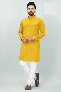 14 kg Heavy Rayon Chikan Work Traditional Chikan Work <b>Kurta</b> with <b>Pajama</b> for All Beautiful Occasions <b>Mens</b> <b>Kurta</b> <b>Pajama</b> Set - Product Image 3