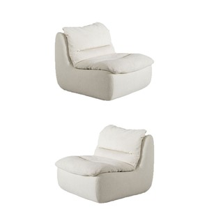 Canapé-lit minimaliste en tissu, une place, avec dossier rembourré, sans accoudoirs, meubles de salon, design carré blanc - Product Image 1
