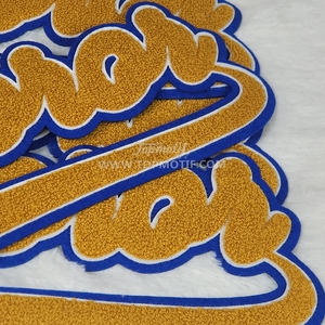 Customize Letters Sorority <strong>Gold</strong> Chenille Blue Outline Felt Embroidery Patches Iron On/Sew on for Jacket Garment Coat Hoodies - Product Image 3