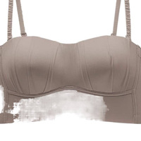 ワンピースシームレスストラップレスブラジャー女性小さなバストを強化し、バストを持ち上げ、垂れ防止、ワイヤーフリー、通気性のある薄いナイロン