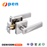 Poignée à levier avec rosette carrée et barre droite, alliage de zinc nickel satiné, pour porte en bois et en acier 35-50 mm