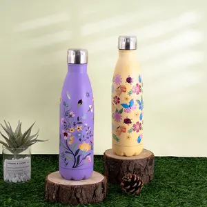 Garrafas de água térmicas à prova de derramamento, amostra grátis de 17 onças e 500 ml com estampa 3D, garrafas de água para esportes e viagens, caminhadas e passeios em forma de cola