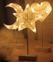 Lampe de bureau en forme de lune pour Ramadan, lumières de noël, boho, nuit, Cage en métal, LED, étoile, amour, lampes de Table à piles, lampe de lune