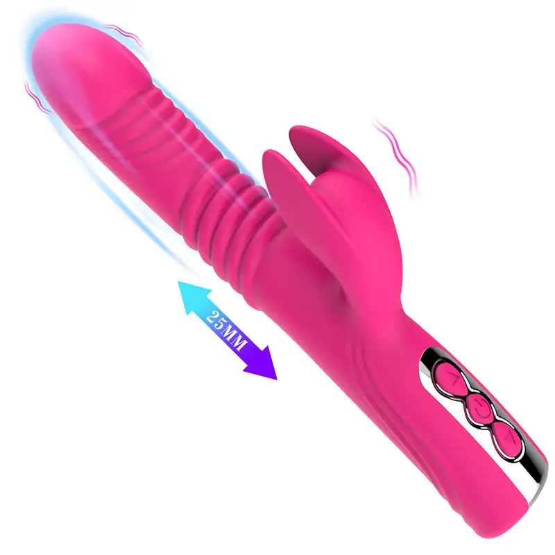 Çok fonksiyonlu G Spot tavşan vibratör büyük teleskopik şarj edilebilir yapay penis vibratör kadınlar için klitoral stimülatörü