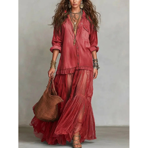 Abito Vintage da Donna 2026 Più Venduto, Classico con Colletto a Risvolto, Lungo, Casual, con Tasche - Vendita all'Ingrosso - Product Image 4