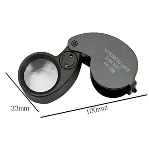 Portable 40X25mm 6-Shaped LED Jewelry Magnifier 30X Magnification Glass Lens Aluminium Plastic Material Customizable OEM Support