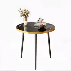 La plus nouvelle table basse de centre de thé de dessus de marbre de verre noir de style simple moderne