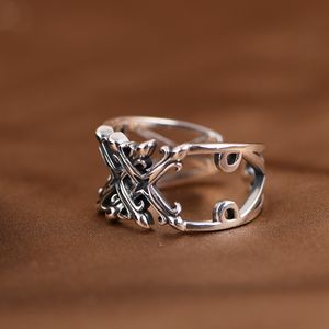 Real Silver S925 Silver <strong>Ring</strong> Jewelry Vintage Personalized Rock Letter <strong>X</strong> Adjustable <strong>Ring</strong> for Men and Women - Product Image 3