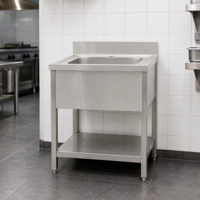 Évier commercial en acier inoxydable 304 à cuve unique avec égouttoir pour restaurant, hôtel et équipement de restauration