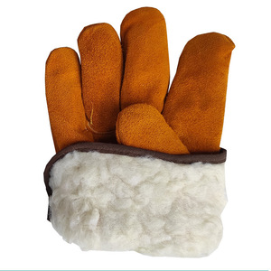 Gants de soudage en cuir de vachette double couche Kyushu, doublés polaire, style court, pour l'industrie de la soudure - Product Image 1