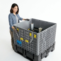 Caisse de palette en plastique robuste 1200x1000x975mm, conteneur pliable avec 4 portes, caisse industrielle