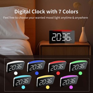 Đầy màu sắc ánh sáng ban đêm LED Kép Báo động Máy tính để bàn đồng hồ Đồng hồ cho nhà LED kỹ thuật số bảng đồng hồ báo thức - Product Image 3