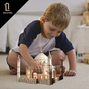 National Geographic 3D Wooden Puzzle Taj Mahal India Architecture 3D Jigsaw Building Model Kit Gifts For Adults Kids Woman Men