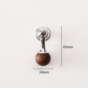 Vintage Solid Walnut Wood Brass <strong>Knobs</strong> Handles Hotel Furniture Wardrobe Cabinet <strong>Door</strong> Drawers Spherical Handles Pulls - Product Image 4
