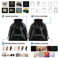 Kantong Debu Satin Hitam Besar Kantong Kemasan Satin Tali Serut Kantong Satin Mini untuk Perjalanan Dengan Logo Cetak