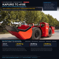 Chargeur souterrain électrique Kapuro TC-410E 4m³ pour l'exploitation minière avec moteur allemand VEM 110kW et transmission DANA
