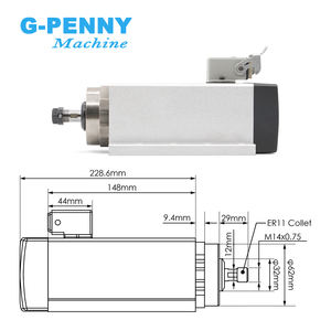 G-Penny ชุดมอเตอร์แกนหมุนระบายความร้อนด้วยอากาศ ER11 1.5KW สี่เหลี่ยมพร้อม1.5KW QL อินเวอร์เตอร์ VFD แบริ่ง220V/110V 24000rpm - Product Image 2
