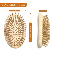 Brosse à cheveux ovale en bambou naturel avec logo personnalisé, coussin d'air, picots en bois ronds, massage du cuir chevelu, antistatique, pour la maison et les voyages