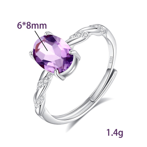 8 bagues torsadées en argent 925 de haute qualité, ajustables, avec pierres naturelles ovales de 6*8 mm, plaquées or blanc, bijoux élégants pour femmes - Product Image 6