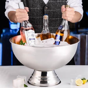 Cubo de Champán Grande de 15L en Color Personalizado, Enfriador de Vino de Acero Inoxidable 304, Tazón para Hielo, Enfriador de Cerveza, Recipiente para Bebidas para Banquetes y Fiestas - Product Image 6