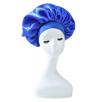Bonnet de nuit en satin soyeux uni avec logo personnalisé, bord large, pour femme, avec bande élastique