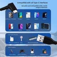 Câble USB-A mâle vers Type-C coudé de 15 mètres avec charge rapide pour smartphones, tablettes et autres appareils électroniques dotés d'un port USB-C